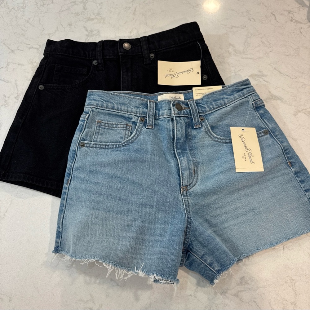 NWT Lot of 2 universal thread 90s cutoff Shorts denim & black size 0